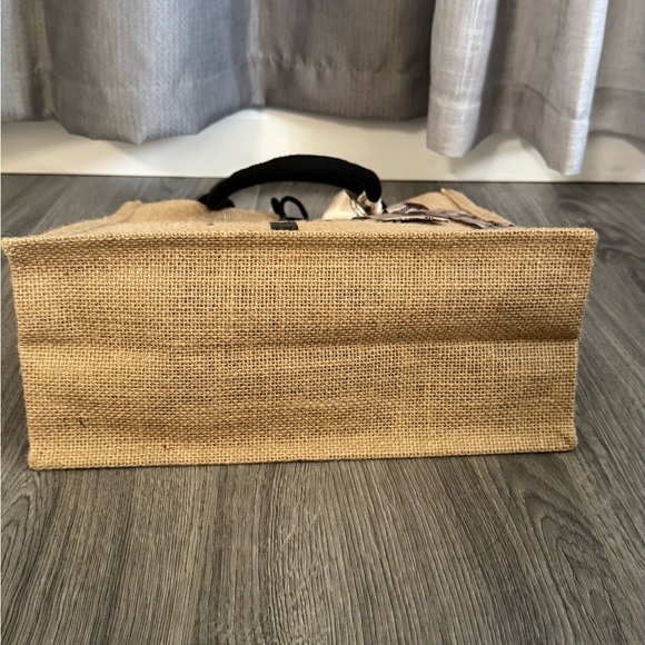 Elegant Tan Tote Bag with Scarf Accent 14” x 12.5” - Picture 7 of 8